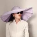 Brede rand paarse zonnehoed voor vrouwen zomer buiten UV bescherming strand hoed stijlvol - Parapluhhoed met brede rand van 20 cm - paars