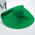 Groene zonnehoed met brede rand, opvouwbare zomerse strandhoed voor dames met strik. - Parapluhhoed met brede rand van 20 cm - groen
