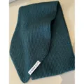 Dark green knitted short winter scarf, soft warm chunky knit neck warmer for women. - Green