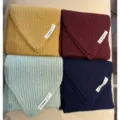 Cozy winter chunky knit short scarf set in four vibrant colors for warm daily wear and stylish outfit. - Black