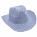 Sombrero de vaquero de paja azul claro para hombres y mujeres, sombrero de sol elegante. - Gris