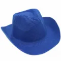 Sombrero de Paja Vaquero Occidental Azul Unisex Sombrero de Sol Ala Enrollada Fedora - Azul Zafiro