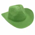 Sombrero de paja verde estilo vaquero, ala enrollada, protección solar para playa. - Verde Hierba