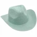 Sombrero de vaquero de paja verde menta para protección solar, elegante sombrero de playa. - Verde claro