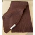 Cozy brown knitted short scarf for autumn and winter, soft and warm thick stitch design. - Light Coffee