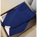 Dark blue ribbed knit short scarf, soft warm winter neck warmer for women daily wear. - Navy Blue