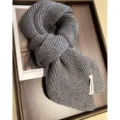 Grey knitted short scarf winter warm soft wool neck wrap cute Korean style cozy winter accessory - Gray