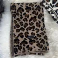 Dames luipaardprint gebreide sjaal winter warm verdikt mode nekwarmer gezellig chic. - Khaki