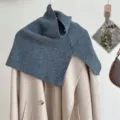 Winter warme gebreide coltrui nepkraag, stijlvolle donkergrijze afneembare sjaal accessoire. - Effen pullover - Donkergrijs