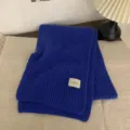 Blue knitted winter scarf for women, soft warm chunky ribbed wool neck warmer daily wear - Sapphire Blue