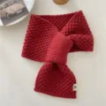 Winter knitted cross scarf warm red neck warmer soft cozy casual winter accessory for women - Slotted Ear Scarf - Red