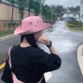 Pink outdoor bucket hat for women and men, camping sun protection hiking fishing cap. - Pink