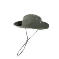 Outdoor hiking bucket hat with adjustable chin strap and breathable eyelets for sun protection. - Dark Green