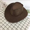 Men's summer straw cowboy hat outdoor sun protection beach fishing casual hat for men - Fine Linen Coffee