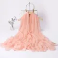 Soft pink chiffon scarf detail, lightweight fabric drape display, elegant spring accessory for women - Light Pink