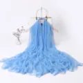 Women solid color long chiffon scarf spring autumn fashion lightweight elegant neckerchief drape wrap - Light Blue