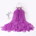 Purple long crinkled scarf lightweight shawl fashion accessory for women daily wear travel. - Purple