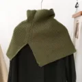 Vrouwen groen gebreid afneembare col winter warm neppe kraag dikke gebreide sjaal stijl - Effen coljaal - legergroen