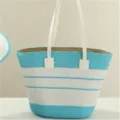 Summer blue and white striped straw handbag fashion casual outdoor travel beach tote bag - Single Bag / Sky Blue