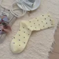 Calzini slouch a pois gialli da donna, carini calzini metà gamba in cotone per estate. - Taglia unica / Giallo
