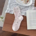 Calzini al polpaccio floreali rosa donna dolce stile balletto rete traspirante pizzo calzini arricciati - Taglia unica / Rosa
