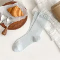 Hellblaue dünne Wadenstrümpfe für Damen, atmungsaktives einifarbiges Design für Frühling Sommer. - Einheitsgröße / Hellblau