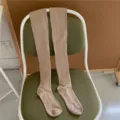 Ribbed over-the-knee socks for women, solid color vertical knit long tube stockings fashion. - One Size / Chestnut