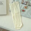 Primavera estate donna calzini bianchi pizzo mesh a meta polpaccio traspirante vintage floreale - Bianco Crema