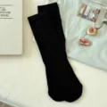 Black long socks knit daily wear casual hosiery simple solid color women stockings - Black