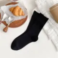 Fruehling Sommer unifarbene duenne Damen Socken atmungsaktive vielseitige schwarze Socken. - Einheitsgröße / Schwarz