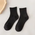 Schwarze einfarbige Wadensocken für Damen und Herren, atmungsaktive Sommer Freizeit Socken - Einheitsgröße / Schwarze Knöchelsocken
