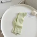 Pastel green ribbed mid-tube socks for women, soft combed cotton slouch socks for spring summer. - One Size / Green