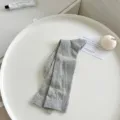 Chaussettes mi-mollet en coton côtelé gris pour femmes, chaussettes décontractées et douces. - Taille unique / Gris