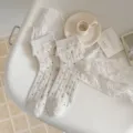 Calzini donna a pois con volant grigio chiaro sottili primavera estate eleganti - Taglia unica / Grigio Beige