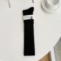 Black vertical stripe knee high socks women fashion casual winter warm long cotton hosiery - Calf Socks / Black