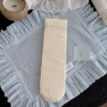 Summer women white lace ruffle ribbed mid calf socks sweet style breathable cotton socks - Y1-1199 Milky White Sheer Polka Dot