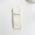 Comfortable white ribbed cotton calf socks for women, classic autumn winter daily wear style. - Crew Socks / Cream White
