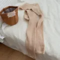 Calze lunghe in maglia da donna, tinta unita a coste calde autunno inverno uso quotidiano moda. - Taglia unica / Albicocca Riso