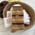 Calzini peluche ricamati con capibara carini caldi invernali a strisce termiche - Capibara a righe