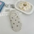 Comodi calzini invisibili color farina d'avena con grazioso fiocco nero e rete traspirante. - Rete - bianco avena