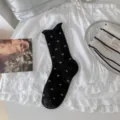 Calzini neri da donna in stile coreano con graziosi fiocchi bianchi, calzini estivi sottili. - Nero