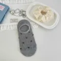 Calzini fantasmino estivi a rete con fiocco grigio, calze basse coreane per donna alla moda. - Rete - grigio fumo