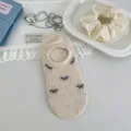 Frühling Sommer Mesh Schleife unsichtbare Bootssocken, süße dünne atmungsaktive Socken. - Allover - Beige