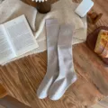 Solid Color Long Socks Autumn Winter Knee High Socks Casual Cotton Leg Shaping Stockings - One Size / Light Coffee