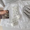 White bow women socks summer thin cute ruffles socks daily casual sweet hosiery style variant - Milk White