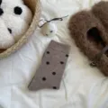 Donna spesse inverno lana calzini carino marrone pois fiocco caldo termico calzini accogliente - Milk Tea