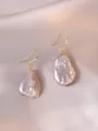 Chic pink purple iridescent baroque pearl earrings with gold hooks for women variant style - Earrings Only (E1217) / Pink Purple Iridescent
