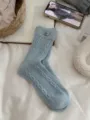 Calzini medi in misto lana con trecce azzurro chiaro invernali caldi morbidi ed eleganti - Blu Bambino
