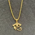 Collier pendentif Œil d'Horus en acier inoxydable, amulette égyptienne dorée pour hommes et femmes. - Chaîne en Perles Artificielles 2mm*60cm / Or