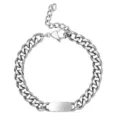 Titanium steel Cuban link bracelet for women, punk style ID chain bracelet, silver finish. - Silver Bracelet